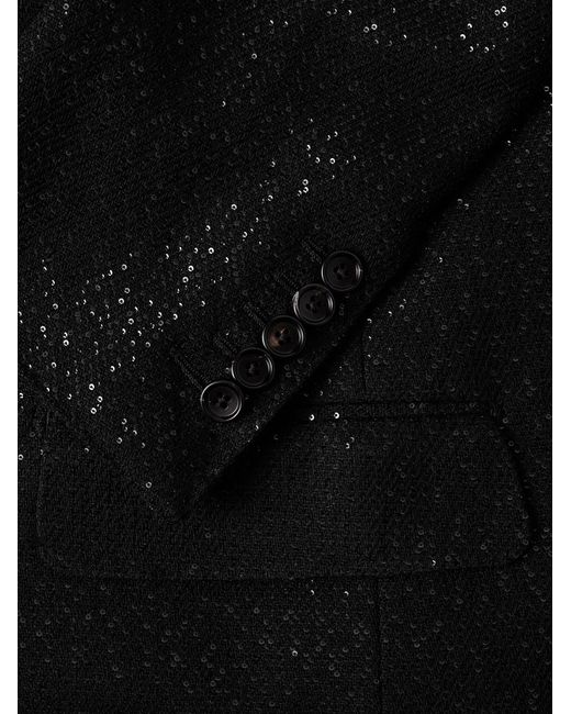 Tom Ford Black Double-breasted Sequined Wool-blend Suit Jacket for men