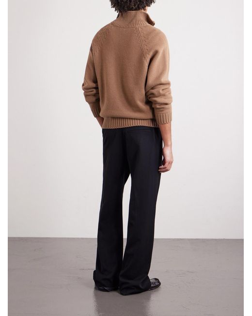 Tom Ford Natural Wool And Cashmere-blend Half-zip Sweater for men