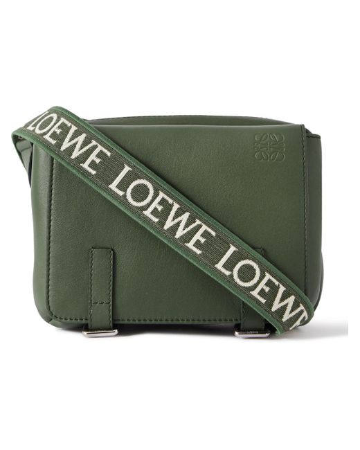 Loewe Green Military Leather Messenger Bag for men