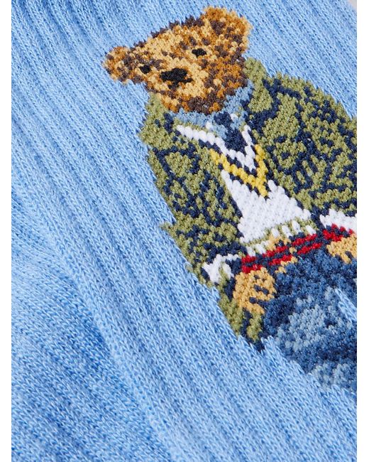 Polo Ralph Lauren Blue Two-pack Ribbed Jacquard-knit Cotton-blend Socks for men