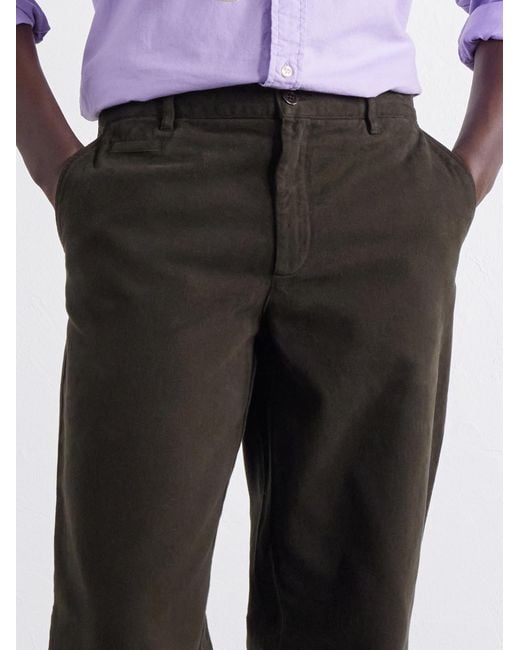 Portuguese Flannel Gray Labura Straight-Leg Cotton-Gabardine Trousers for men