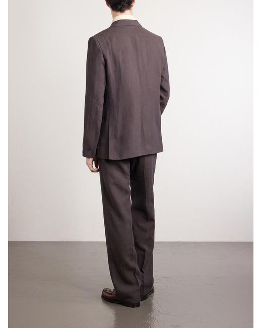 A Kind Of Guise Brown Shinji Shawl-Collar Linen Suit Jacket for men