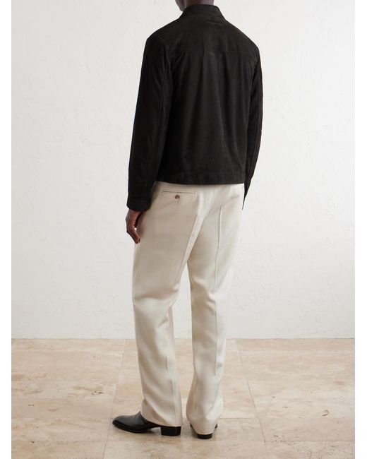 Zegna Black Suede Blouson Jacket for men