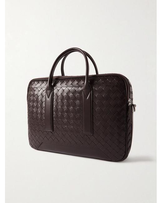 Bottega Veneta Black Getaway Intrecciato Leather Briefcase for men