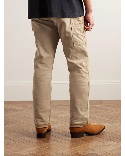 CHERRY LA Natural Straight-Leg Distressed Cotton-Canvas Trousers for men