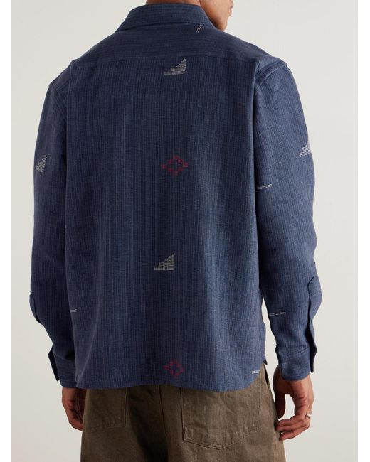 Kardo Blue Luis Embroidered Cotton Shirt for men