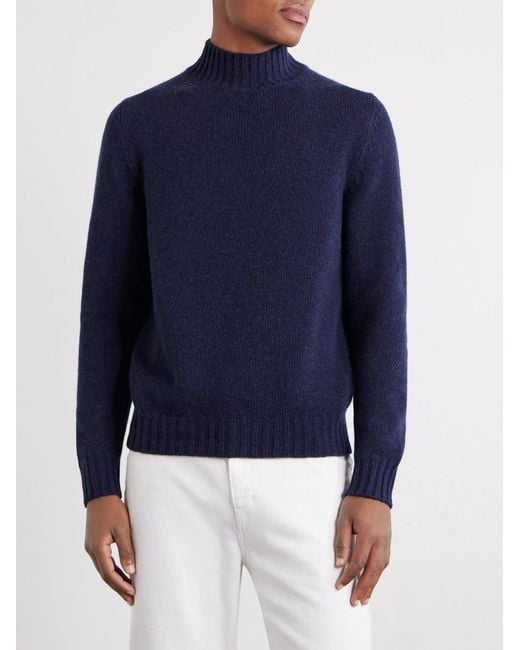 Fedeli Blue Onda Wool And Cashmere-Blend Sweater for men