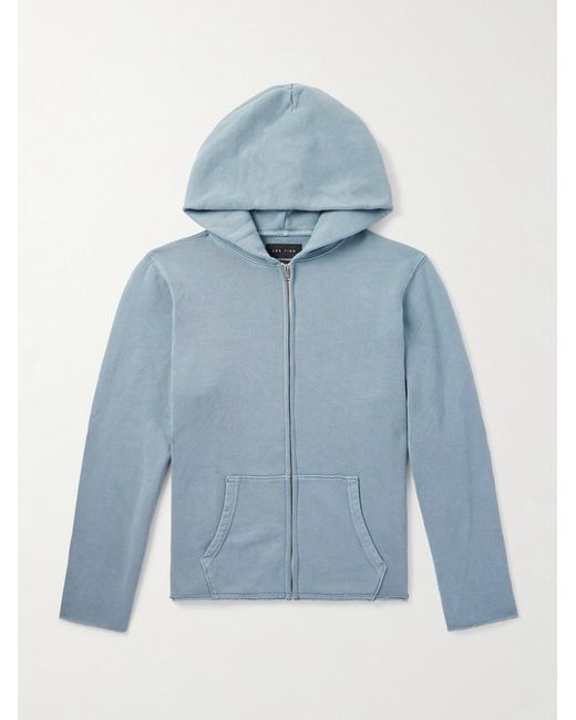 Les Tien Blue Garment-dyed Distressed Cotton-jersey Zip-up Hoodie for men