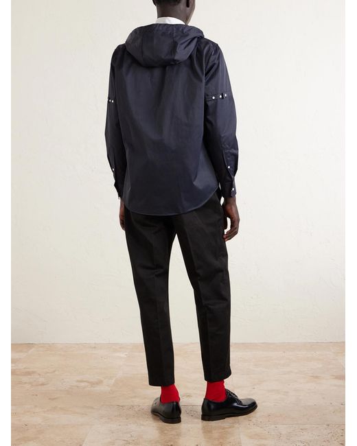 Thom Browne Blue Logo-appliquéd Shell Hooded Jacket for men