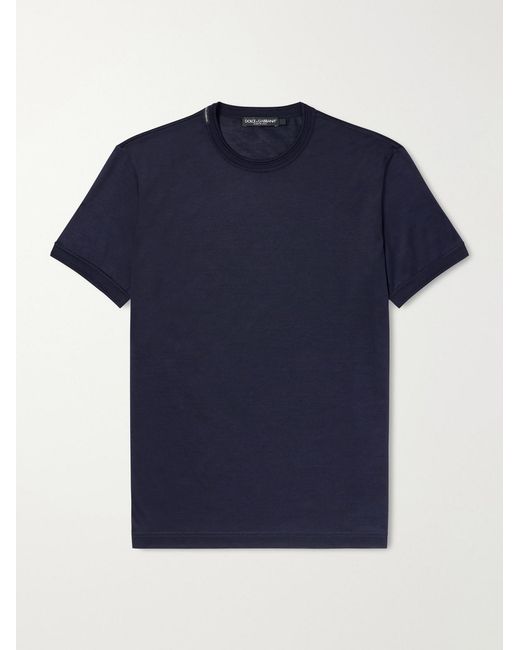 Dolce & Gabbana Blue Silk-Jersey T-Shirt for men
