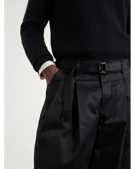 Sacai Black Wide-Leg Cotton Chinos for men