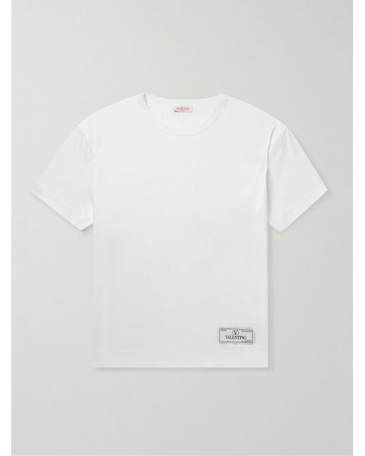 Valentino Garavani White Logo-appliquéd Cotton-jersey T-shirt for men