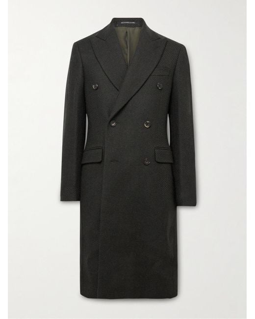 Richard James Black Slim-Fit Double-Breasted Wool-Hopsack Coat for men