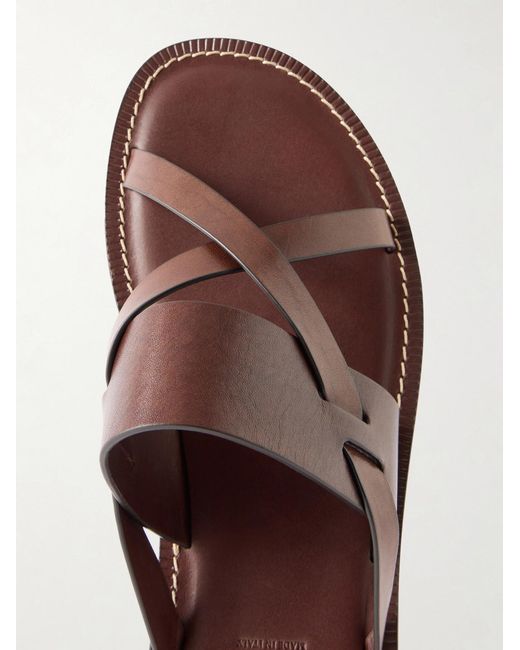Brunello Cucinelli Brown Leather Sandals for men