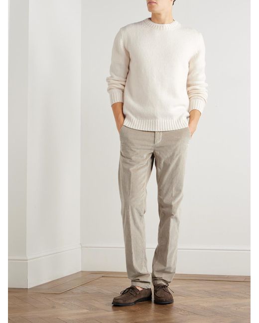Eleventy Natural Slim-Fit Straight-Leg Stretch Cotton And Modal-Blend Corduroy Trousers for men