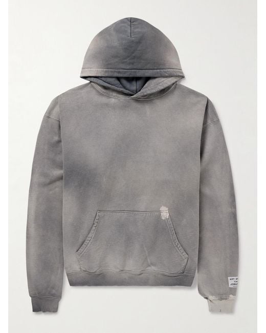 【GALLERY DEPT.】Ventura ロゴアップリケ フーディー グレー GALLERY DEPT. Ventura Logo-Appliquéd Distressed Cotton