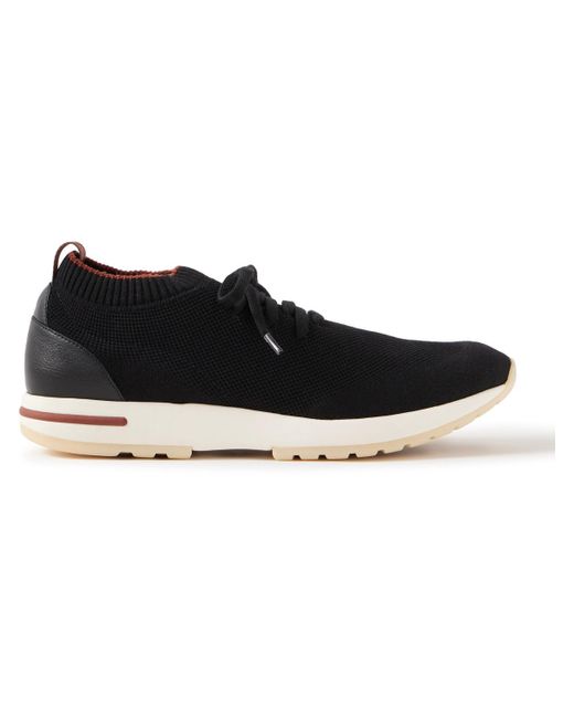 Loro Piana Black 360 Flexy Walk Leather-trimmed Knitted Wish® Wool Sneakers for men