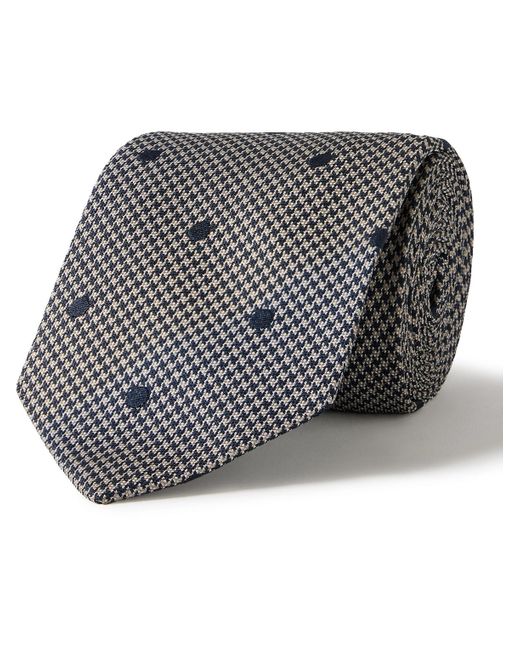 Kingsman Gray Drake's 8cm Polka Dot Silk-grenadine Jacquard Tie for men
