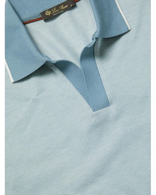 Loro Piana Blue Cotton Polo Shirt for men