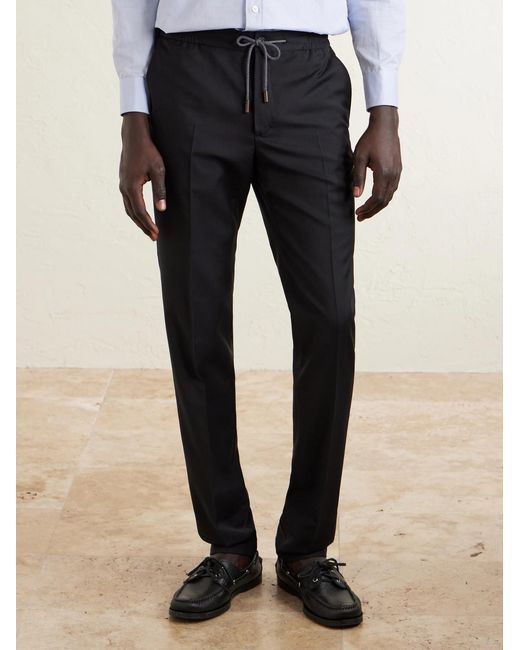 Slowear Blue Slim-Leg Virgin Wool Drawstring Trousers for men