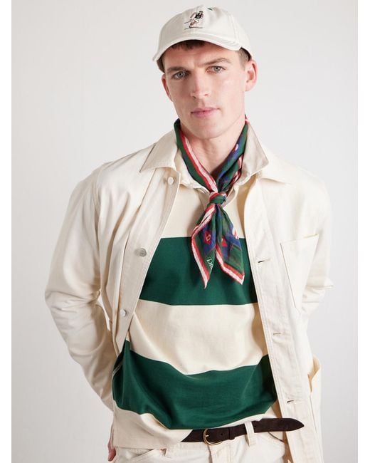Drake's Natural Embroidered Cotton-twill Cap for men
