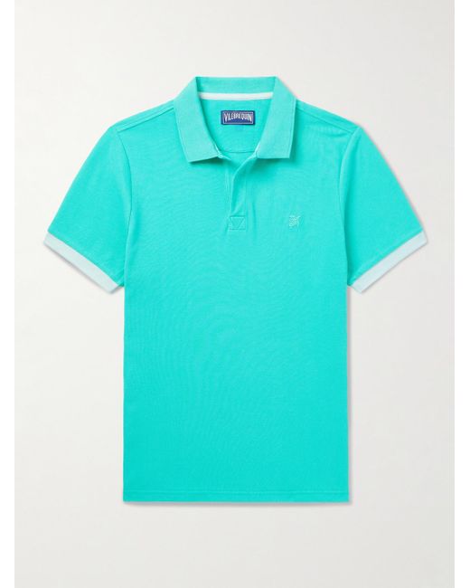 Vilebrequin Schmal geschnittenes Polohemd aus Biobaumwoll-Piqué mit Logostickerei in Blue für Herren