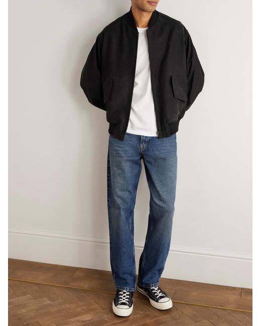 A.PRESSE Black Nubuck Bomber Jacket for men