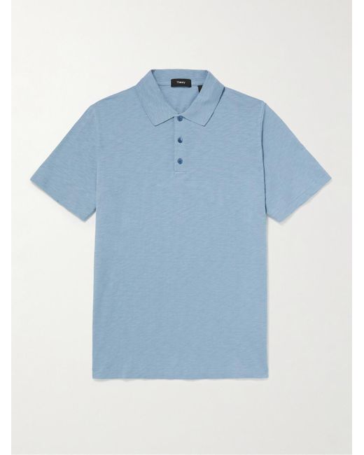 Theory Bron Slubbed Cotton-jersey Polo Shirt in Blue for Men | Lyst UK