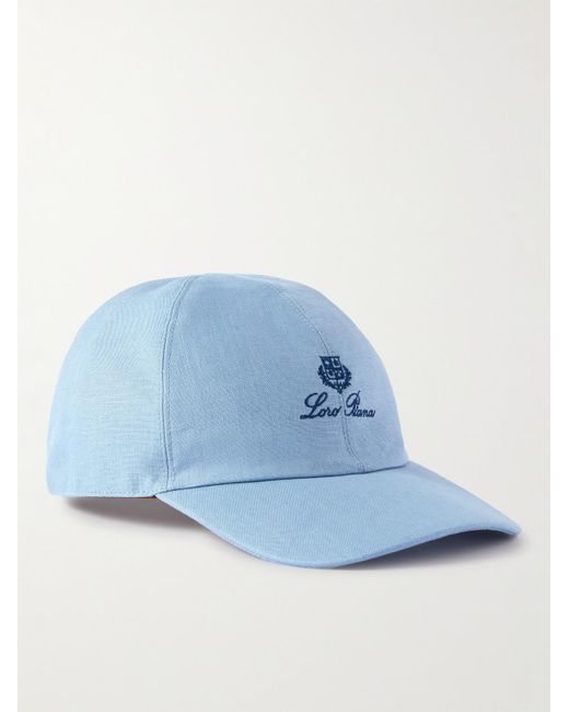Loro Piana Blue Logo-embroidered Linen Baseball Cap