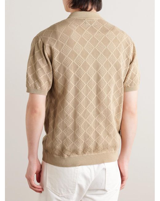 Beams Plus Natural Open-knit Cotton Shirt for men