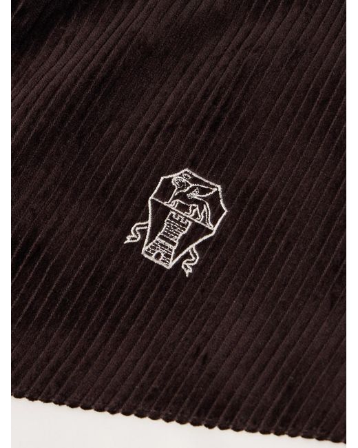 Brunello Cucinelli Natural Logo-Embroidered Corduroy-Trimmed Padded Shell Ski Jacket for men