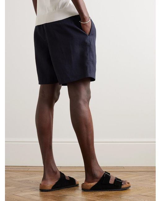 Orlebar Brown Blue Alex Straight-Leg Linen Drawstring Shorts for men