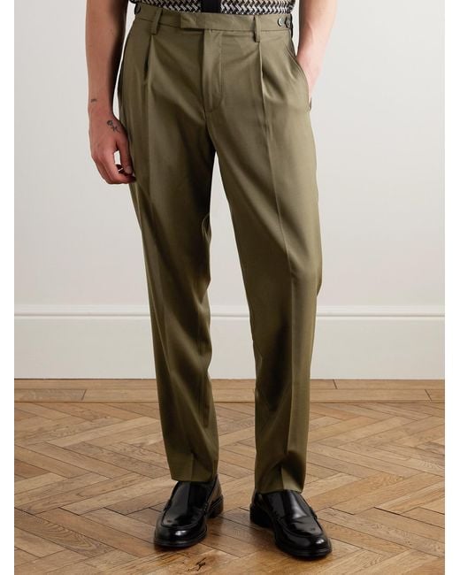Barena Green Masco Slim-Fit Straight-Leg Pleated Virgin Wool Trousers for men