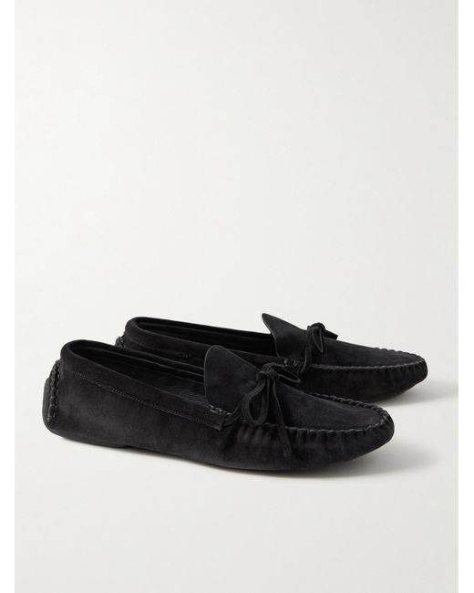 The Row Black Lucca Suede Driving Shoes for men