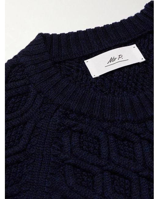 Cable-Knit Merino Wool Sweater di Mr P. in Blue da Uomo
