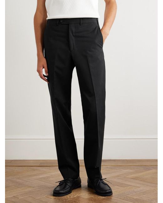Saman Amel Black Straight-Leg Cotton-Blend Trousers for men