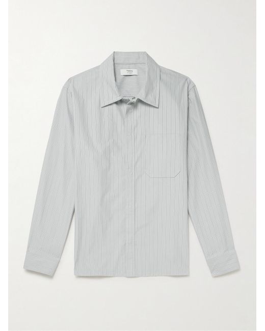 Theory Gray Lucas Ossendrijver Pinstriped Cotton-blend Shirt for men