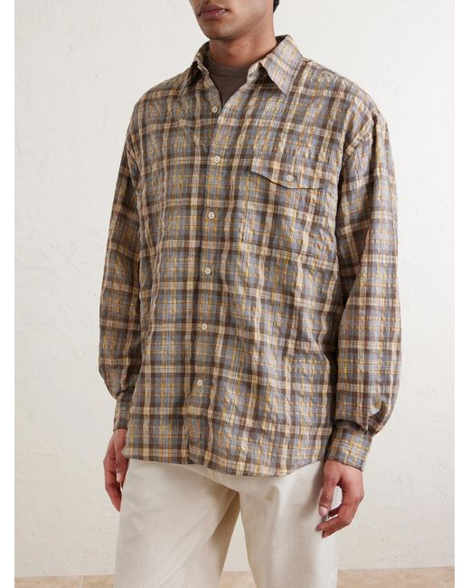 FRIZMWORKS Brown Checked Woven Shirt for men