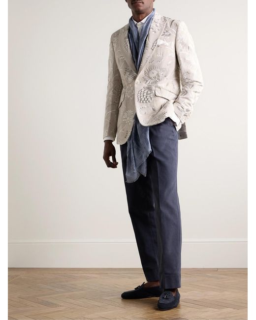 Favourbrook Natural Newport Embroidered Linen And Cotton-Blend Tuxedo Jacket for men