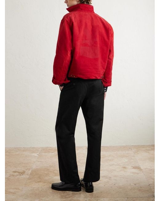 CHERRY LA Black Straight-Leg Cotton-Twill Chinos for men