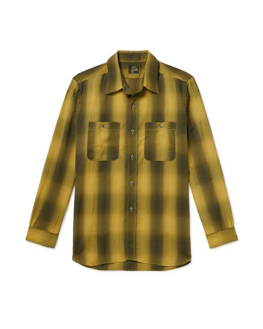 Needles Green Checked Crepe Shirt for men