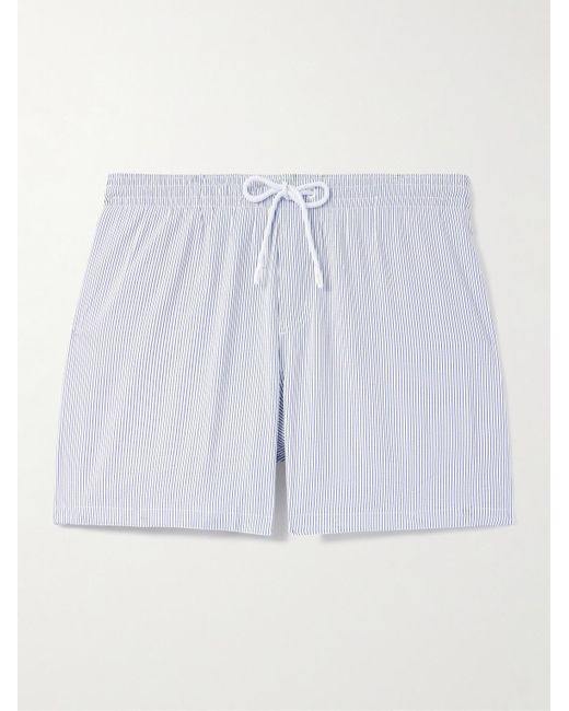Loro Piana Blue Daneu Straight-Leg Mid-Length Striped Swim Shorts for men