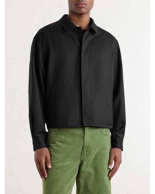 Auralee Black Herringbone Wool Blouson for men