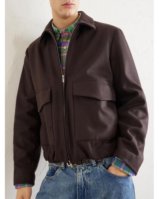 Barena Brown Wool-blend Felt Blouson Jacket for men