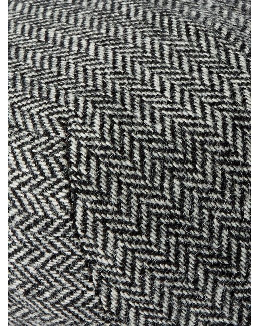 Anderson & Sheppard Gray Herringbone Wool-tweed Flat Cap for men
