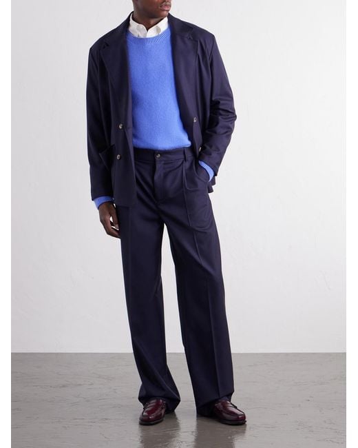 De Bonne Facture Blue Double-Breasted Virgin Wool-Twill Jacket for men