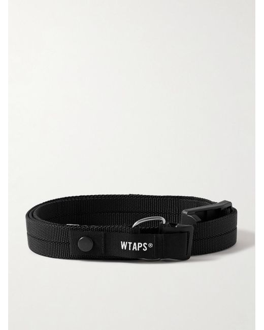 (w)taps Black 2cm Logo-embroidered Canvas Belt for men