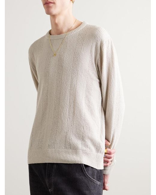 mfpen White Everyday Striped Organic Cotton-Blend Bouclé Sweater for men