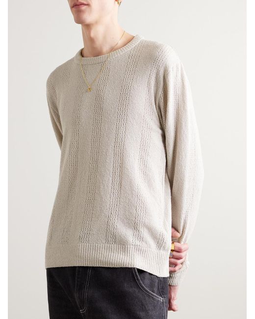 mfpen White Everyday Striped Organic Cotton-blend Bouclé Sweater for men
