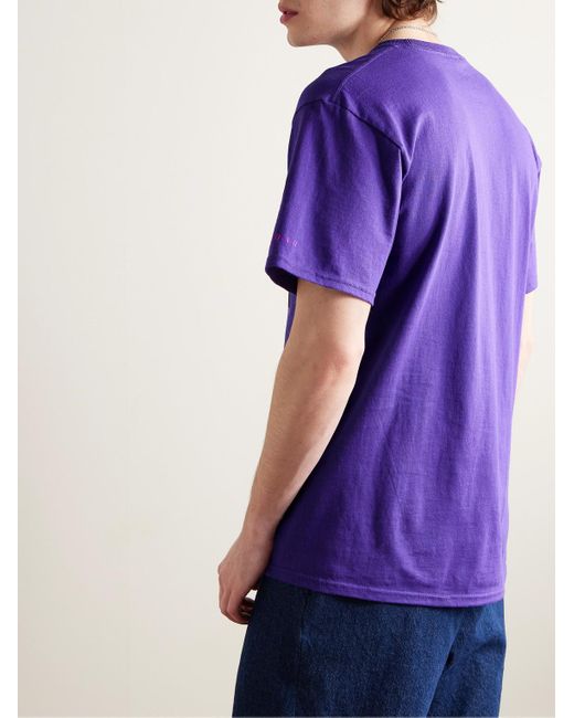T-shirt in jersey di cotone con stampa No Evil di Noah NYC in Purple da Uomo